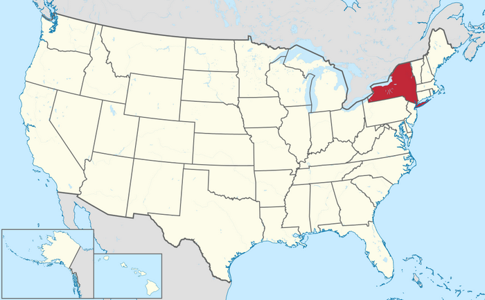 Vị trí của bang New York trên bản đồ nước Mỹ