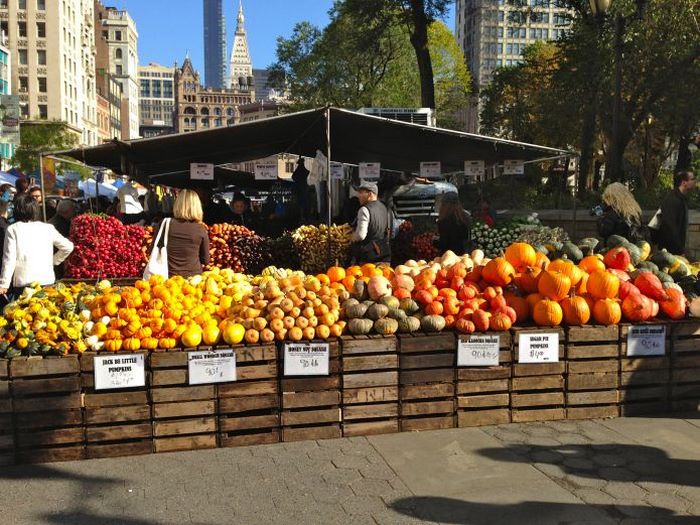 Quầy hoa quả chợ Union Square Greenmarket, New York