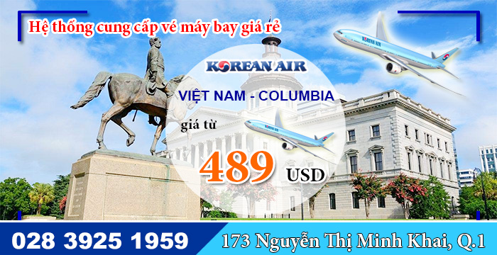 Vé máy bay giá rẻ đi Columbia - Carolina hãng Korean Air